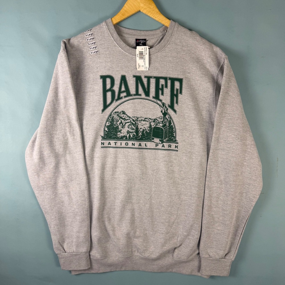 NWT River Wear Men's XL Gray Banff National Park Graphic Crewneck Sweatshirt